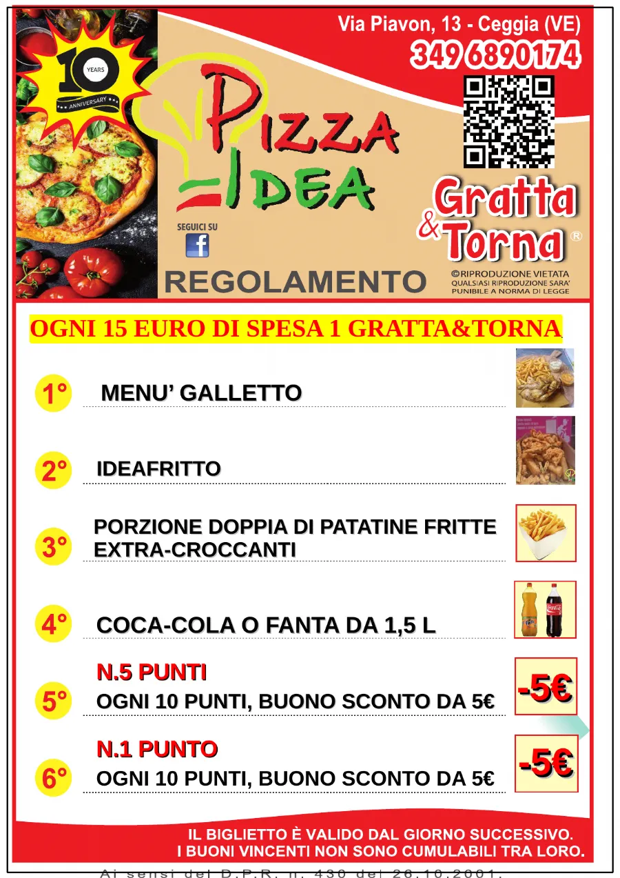 Listino online : Menu Nuovo listino Pizzaidea Ceggia